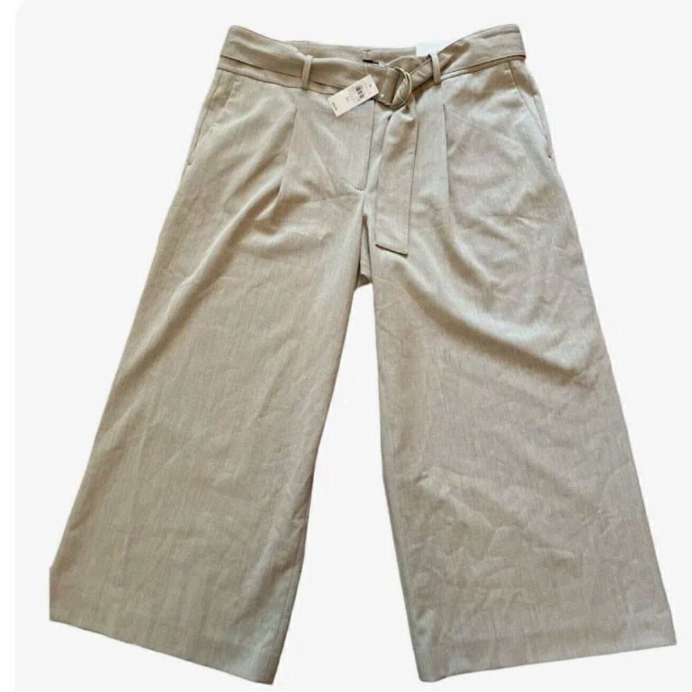 Ann Taylor Sz 16 NWT Tan Kacki Belted Wide Leg Crop Trouser